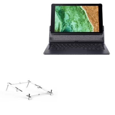 BoxWave Stand and Mount Compatible with Acer Chromebook Tab 510 (D652N) - Pocket Aluminum Stand 3-in-1, Portable Multi Angle Viewing Riser - Metallic Silver