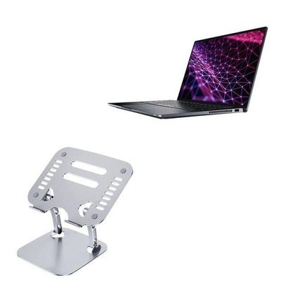 BoxWave Stand and Mount Compatible with Dell Latitude 9430 - Executive VersaView Laptop Stand, Ergonomic Adjustable Viewing Angle Metallic Riser - Metallic Silver