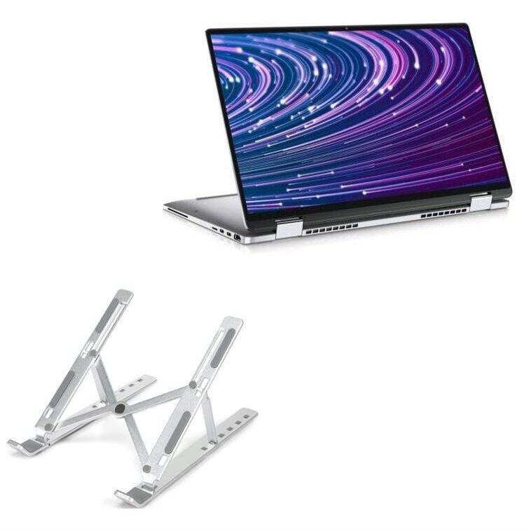 BoxWave Stand and Mount Compatible with Dell Latitude 9520 2-in-1 - Compact QuickSwitch Stand, Portable Multi Angle Viewing Foldable Riser - Metallic Silver