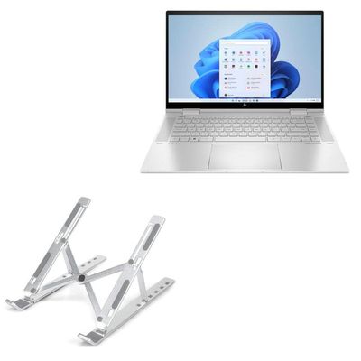 BoxWave Stand and Mount Compatible with HP Envy x360 (15t-ew000) - Compact QuickSwitch Stand, Portable Multi Angle Viewing Foldable Riser - Metallic Silver