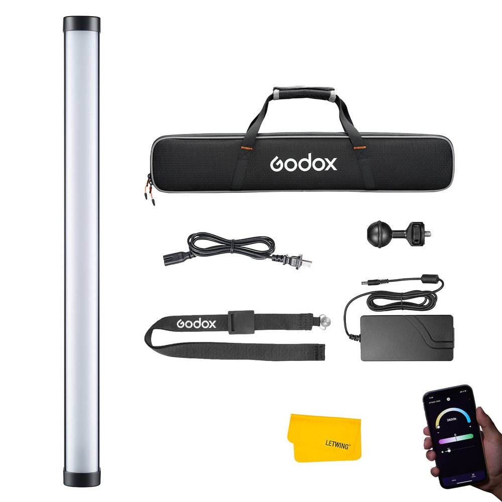 Godox WT60D Underwater LED Tube Light,Max 70W,CRI 96+ TLCl 96+,CCT 5600K300K,13 FX Effects,APP Control,0%~100% Dimmable lP68/40m Dive Depth LED Video Light,for Vlogging,Scuba Diving,Snorkel,Surfing