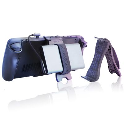 CCYLEZ Foldable Cell Phone Stand, with Adjustable Elastic Fixing Belt Portable Power Bank Bracket Compatible with Most Power Banks for Gaming, for Steam Deck, Relieve Wrist Pressure