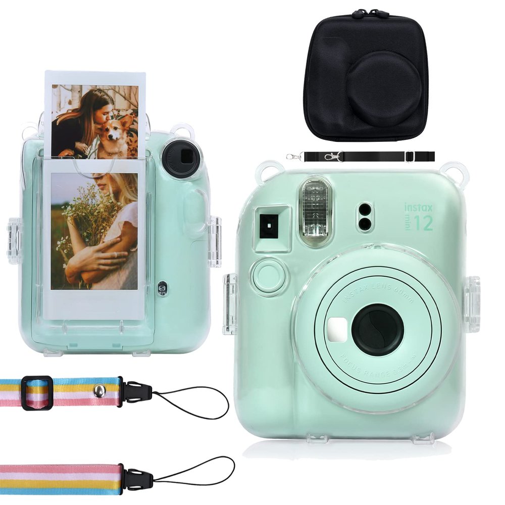 Aenllosi Hard Case for Fujifilm Instax Mini 11/12 and Clear Case for Instax mini 12