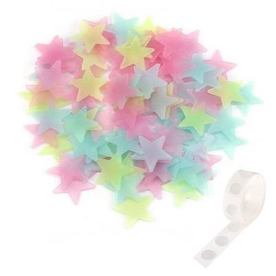300 PCS Multicolor Glow in The Dark Luminous Stars Noctilucent Plastic Wall Stickers Decals for Home Ceiling Wall Baby Kids Bedroom Room Decorations with 300 PCS Adhesive Dots