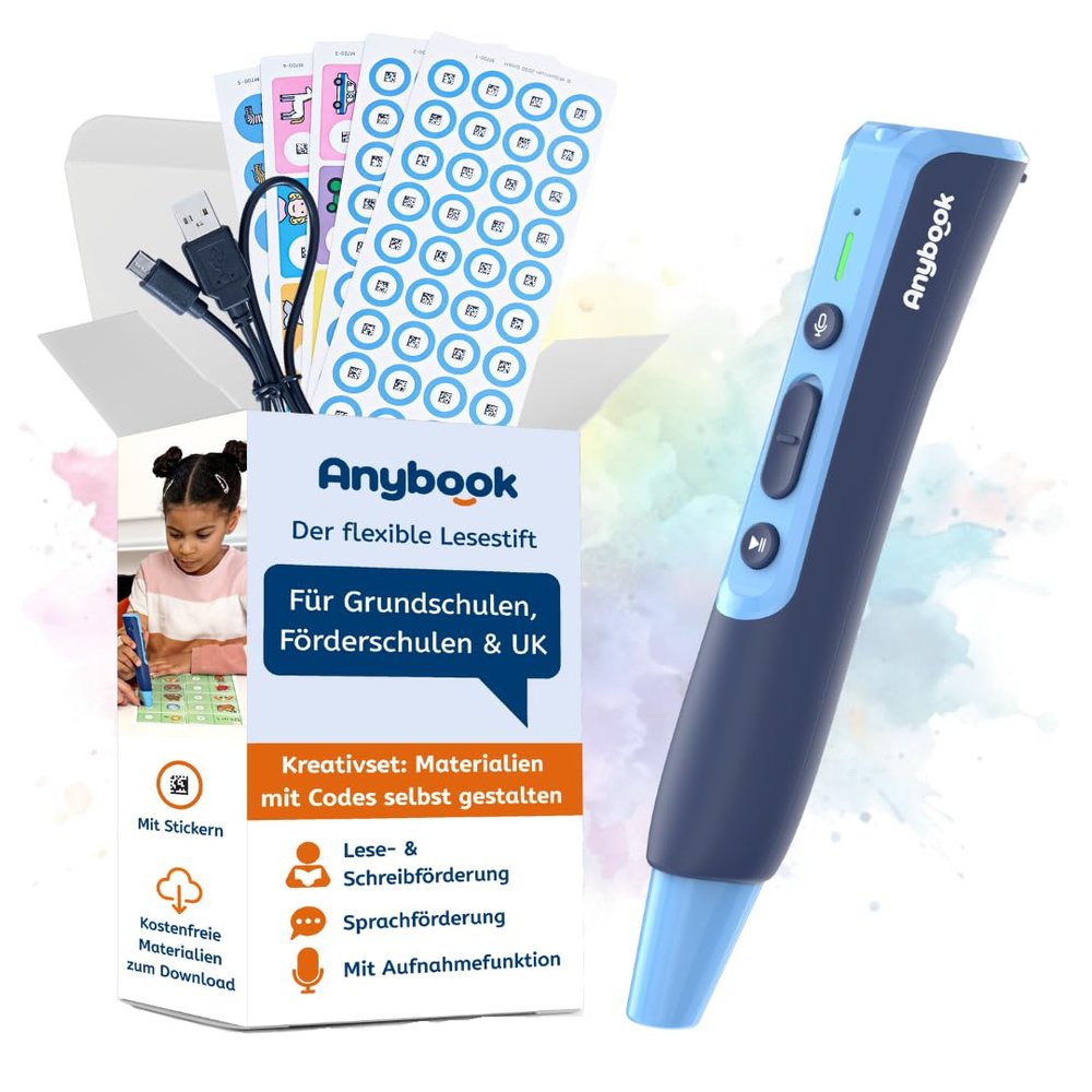 Anybook Pro M701 - Audio Pen & Reading Pen with Recording & Playback Function, Flexible for Speech & Reading Promotion in Primary School, Primary School & Home, Includes Digital Code Generation