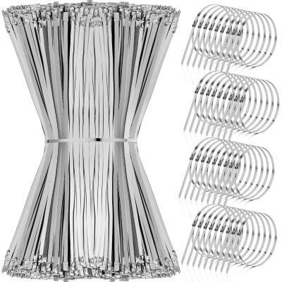 1000 Pcs Metal Zip Ties Heavy Duty 304 Stainless Steel Multi Purpose Self Locking Cable Ties for Exhaust Machinery Fence Farm Pipe Roof Outdoor (11.8 Inch)