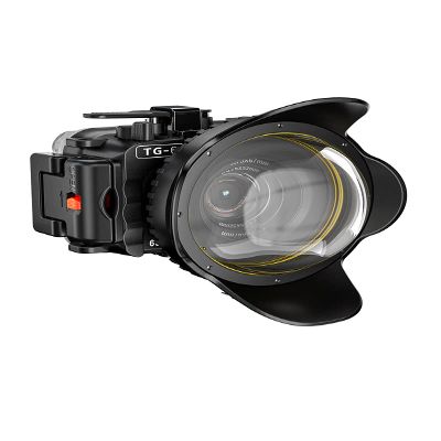 Seafrogs Waterproof case for Olympus TG6, with Dome Port and Full Color Red Filter Kit, Underwater Camera Housing Case/ 60m/195ft, Apply to take Half Above Water Half Underwater Video (Black)