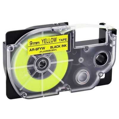 NineLeaf 20 Pack Compatible for XR-9FYW 9mm 3/8'' Black on Fluo Yellow Label Tape LT for EZ Label Printer KL-7000 KL-7200 KL-7400 KL-8100