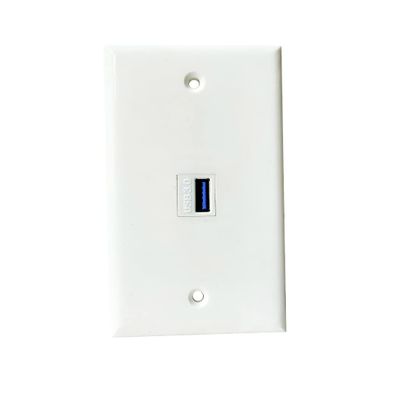 BUPLDET USB3.0 Wall Plate 1 Port - Single Gang USB Keystone Jack Cover Plate Female to Female for USB Cable/Charging/Data Transfer - White