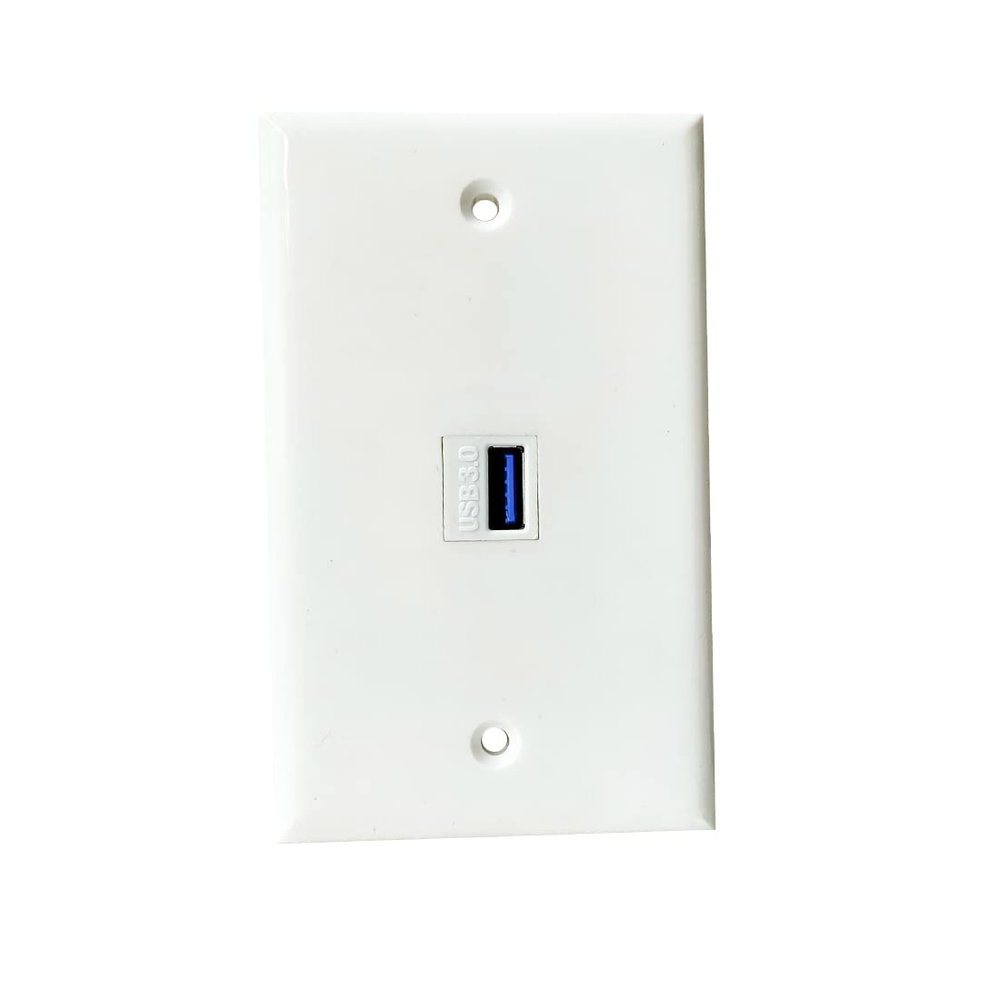 BUPLDET USB3.0 Wall Plate 1 Port - Single Gang USB Keystone Jack Cover Plate Female to Female for USB Cable/Charging/Data Transfer - White