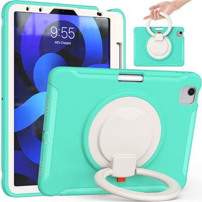 for iPad Air 4 10.9 Case, iPad 11 Case 2020/2018 Heavy Duty Kids Tablet Case with Pencil Holder [Rotating Portable Bracket] for iPad Pro 11 (2021) - I