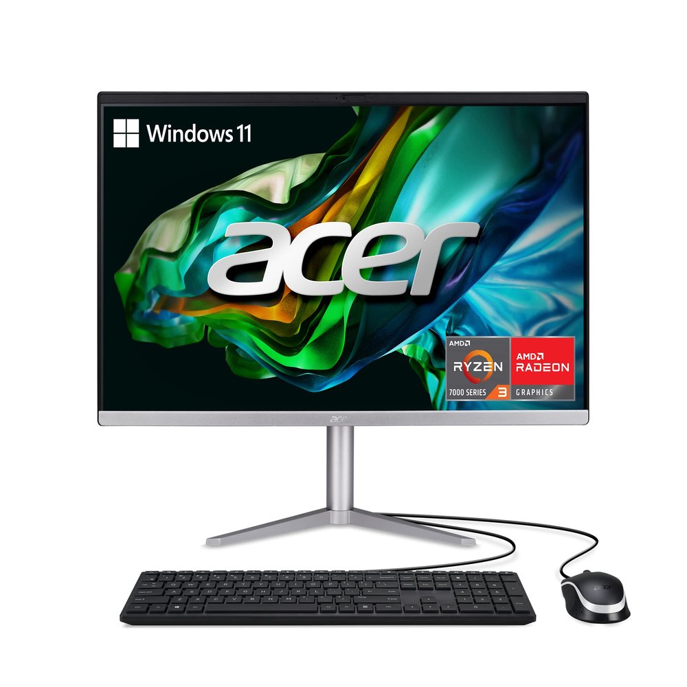 acer Aspire C24-1300-UR31 AIO Desktop | 23.8" Full HD IPS Display | AMD Ryzen 3 7320U Quad-Core Processor | AMD Radeon 610M Graphics | 8GB LPDDR5 | 512GB PCIe SSD | Wi-Fi 6E | Windows 11 Home