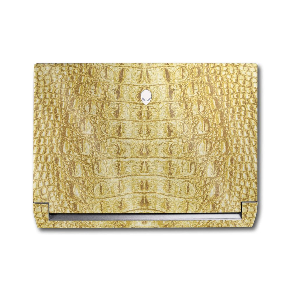 MightySkins Glossy Glitter Skin Compatible with Alienware M17 R5 (2022) Full Wrap Kit - Golden Croc | Protective, Durable High-Gloss Glitter Finish | Easy to Apply & Change Styles | Made in The USA
