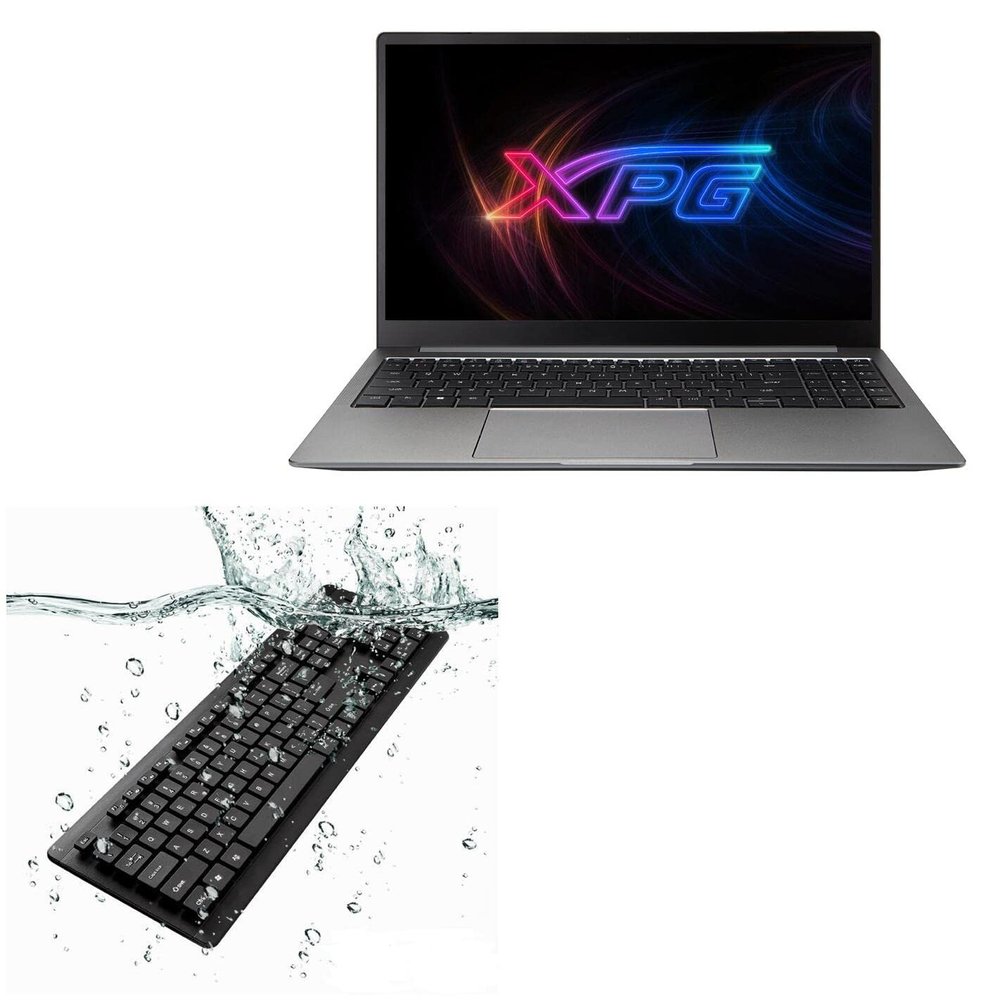 BoxWave Keyboard Compatible with XPG Xenia 15 TC Lifestyle ULTRABOOK - AquaProof USB Keyboard, Washable Waterproof Water Resistant - Jet Black