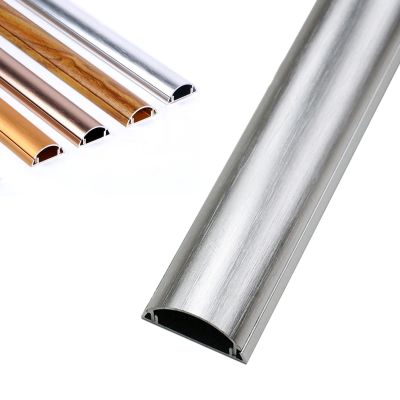 Wall Mount Cable Concealer Management, Aluminum Alloy Half Round Paintable Floor Cable Trunking for On-Wall Cable Raceway Kit Hiding (Color : Silver, Size : No.5)