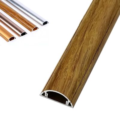 Wall Mount Cable Concealer Management, Aluminum Alloy Half Round Paintable Floor Cable Trunking for On-Wall Cable Raceway Kit Hiding (Color : Brown, Size : No.5)