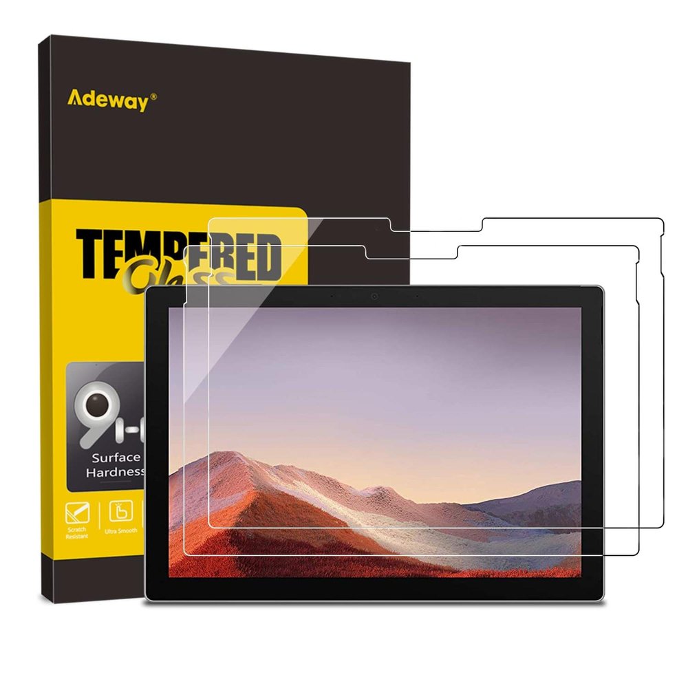 [2 Pack]Adeway Microsof Surface Pro 7 Plus/ Surface Pro 7/6/5/4/3 12.3 inch, wide Impact-resistant, anti-reflective, tempered glass HD high transmittance Scratch-resistant Fingerprint-resistant