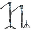 SIRUI P-424FS 66.7" Carbon Fiber Camera Monopod with VH-10 Fluid Video Head, Professional Heavy Duty Monopod with Tripod Base, Flip Locks for DSLR Camera, Max Loading 6kg/13.2lbs view 1