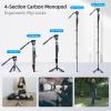 SIRUI P-424FS 66.7" Carbon Fiber Camera Monopod with VH-10 Fluid Video Head, Professional Heavy Duty Monopod with Tripod Base, Flip Locks for DSLR Camera, Max Loading 6kg/13.2lbs view 3