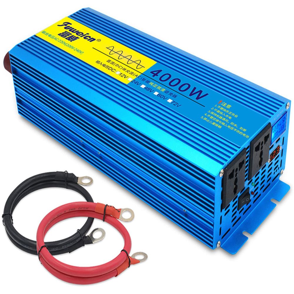 3000W 4000W 5000W 6000W 8000W Pure Sine Wave Power Inverter DC 12V/24V to AC 110V/220V Converter, Solar Power Inverter, Remote Controller & 2 x AC Outlets for RV Truck Car Home Use,4000W-24vto110V