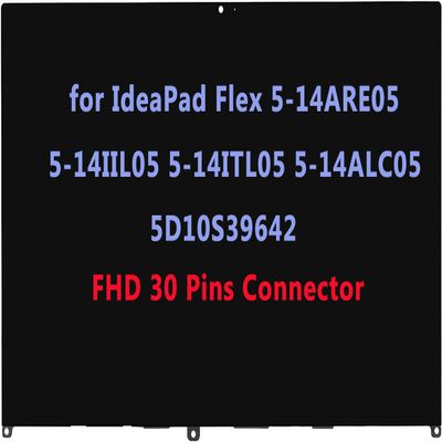 14.0" Replacement for Lenovo IdeaPad Flex 5-14ARE05 5-14IIL05 5-14ITL05 5-14ALC05 5D10S39641 5D10S39642 81X2 81WS 81X1 82HS 82HU 82LT FHD-IPS LCD Display Touch Screen Digitizer Assembly Bezel