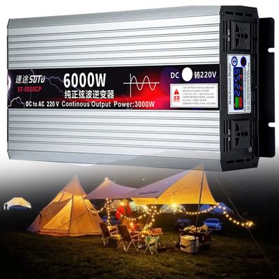 3000W 4000W 5000W 6000W 8000W New Pure Sine Wave Power Inverters 12V/24V to 110V/220V Converter ,Solar Inverters with LCD Display &AC Outlets for RV, Truck, Camping, Emergencies,6000W-12Vto110V