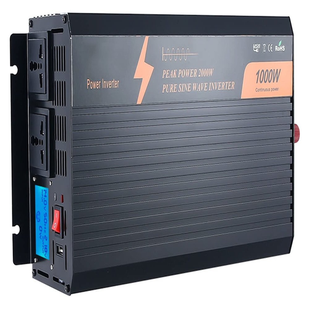 GEHPYYDS 1000W 2000W 3000W 4000W 5000W Rated Power Power Inverter DC 12V/ 24V to AC 110V /220V Pure Sine Wave Car Power Converter,with 2 AC Outlets & LCD Display for Truck/RV,1000W-24Vto220V