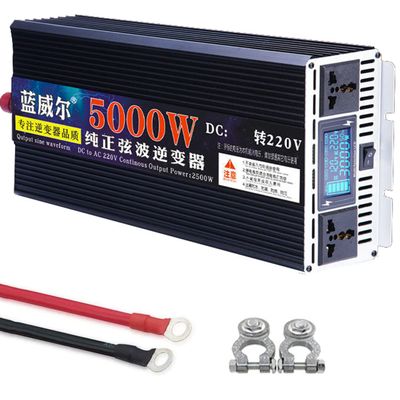 GEHPYYDS Pure Sine Wave Inverter 4000W 5000W 5500W 6000W 7000W Power Inverter DC12V/24V to AC 220V 230V 240V Converter, with LCD Display, 2AC Outlets for RV,Truck,Camping,Household,12Vto220V-5000W