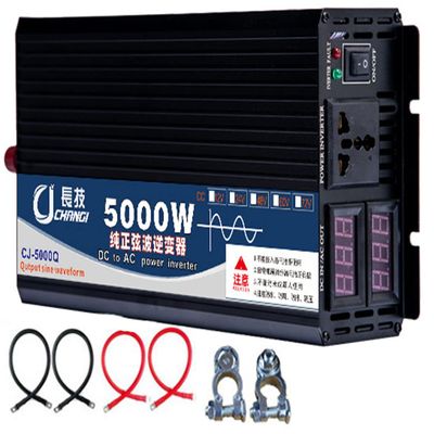 Intelligent Safe Protections Power Inverter 2200W 3000W 4000W 5000W Pure Sine Wave Inverter DC12V/24V to AC 220V ~240V Converter AC Outlets & LCD Display for Home RV Solar System Car,5000W-12Vto220V