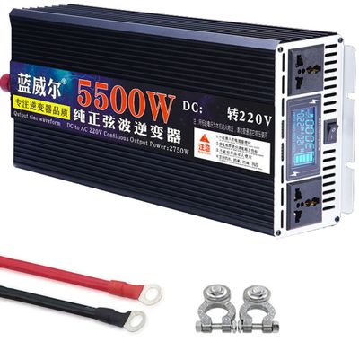 GEHPYYDS Pure Sine Wave Inverter 4000W 5000W 5500W 6000W 7000W Power Inverter DC12V/24V to AC 220V 230V 240V Converter, with LCD Display, 2AC Outlets for RV,Truck,Camping,Household,12Vto220V-5500W
