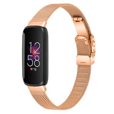 FitTurn Compatible with Fitbit inspire 3 metal band, Replacement Stainless Steel Mesh Watch Band Quick Release Metal Smart Strap for Fitbit inspire 3 Health & Fitness Tracker Watch (RoseGold)