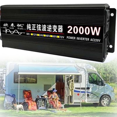 New Pure Sine Wave Power Inverters DC 12V/24V to 110V/220V Intelligent Car Inverter 1600W 3000W 4000W 5000W 6000W 8000W with LCD Display &AC Outlets for RV, Camping, Emergencies,2000W-12Vto220V