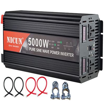 GEHPYYDS 2000W 3000W 4000W 5000W 6000W Pure Sine Wave Power Inverter DC12V/24V to AC110V/220V~230V Converter with LCD Display, 2 AC outlets,5V 2.1A USB Port,2 Fans for RV Truck Car,5000W-12Vto110V