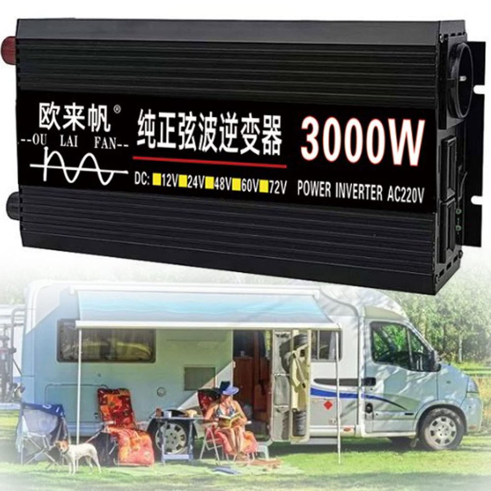 New Pure Sine Wave Power Inverters DC 12V/24V to 110V/220V Intelligent Car Inverter 1600W 3000W 4000W 5000W 6000W 8000W with LCD Display &AC Outlets for RV, Camping, Emergencies,3000W-24Vto220V