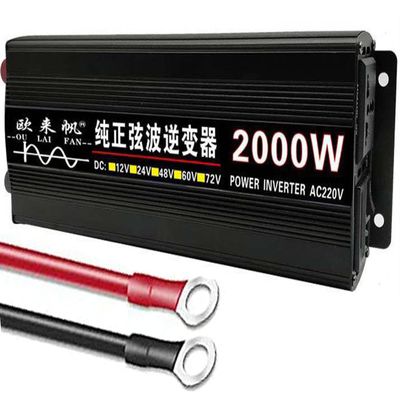 GEHPYYDS Power Inverter 1600W 2000W 3000W 4000W 5000W 6000W 8000W Pure Sine Wave 12V/24V to 110V/220V 230V Converter with 2 AC Outlets & LCD Display for RV Truck Car Home Use,2000W-24Vto220V