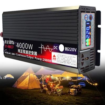 3000W 4000W 5000W 6000W 8000W New Pure Sine Wave Power Inverters 12V/24V to 110V/220V Converter ,Solar Inverters with LCD Display &AC Outlets for RV, Truck, Camping, Emergencies,4000W-24Vto110V