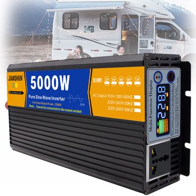 3000W 4000W 5000W 6000W 8000W High Efficiency Pure Sine Wave Power Inverters DC12V/24V to AC 110V/220V~240V Converter,with LCD Display & AC Outlets for Home RV Solar System Car,5000W-24vto110V