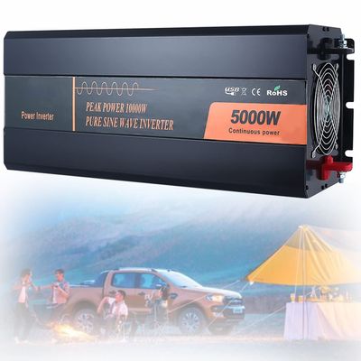 GEHPYYDS Pure Sine Wave Power Inverter 1000W 2000W 3000W 4000W 5000W (Continuous Output Power) 12V/24V DC to 110V /220V 230V AC Converter,Solar Inverter with LCD Display 2 AC Outlets,5000W-24vto110V