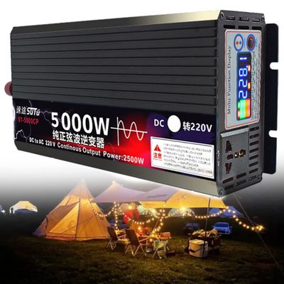 3000W 4000W 5000W 6000W 8000W New Pure Sine Wave Power Inverters 12V/24V to 110V/220V Converter ,Solar Inverters with LCD Display &AC Outlets for RV, Truck, Camping, Emergencies,5000W-24Vto110V
