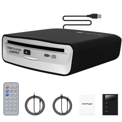 External Universal CD Player for Car - Lehwey Portable Car CD Players with AUX Cable & Remote Control, Plugs into Cars USB Port, Laptop, TV, Mac, Computer, for Android 4.4 and Above Navigation