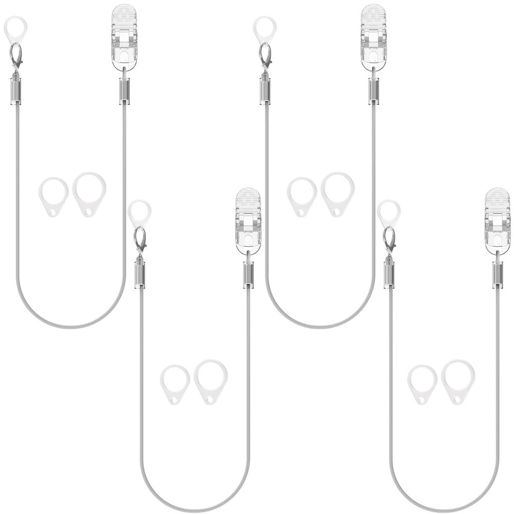 YorkSound Set of 4 Hearing Aid Clips, Anti-Lost Hearing Aid Lanyard BTE Clip String with 12 Pcs Silicone Loops, Hearing Protection Accessories for Adults & Kids, Monaural, Grey