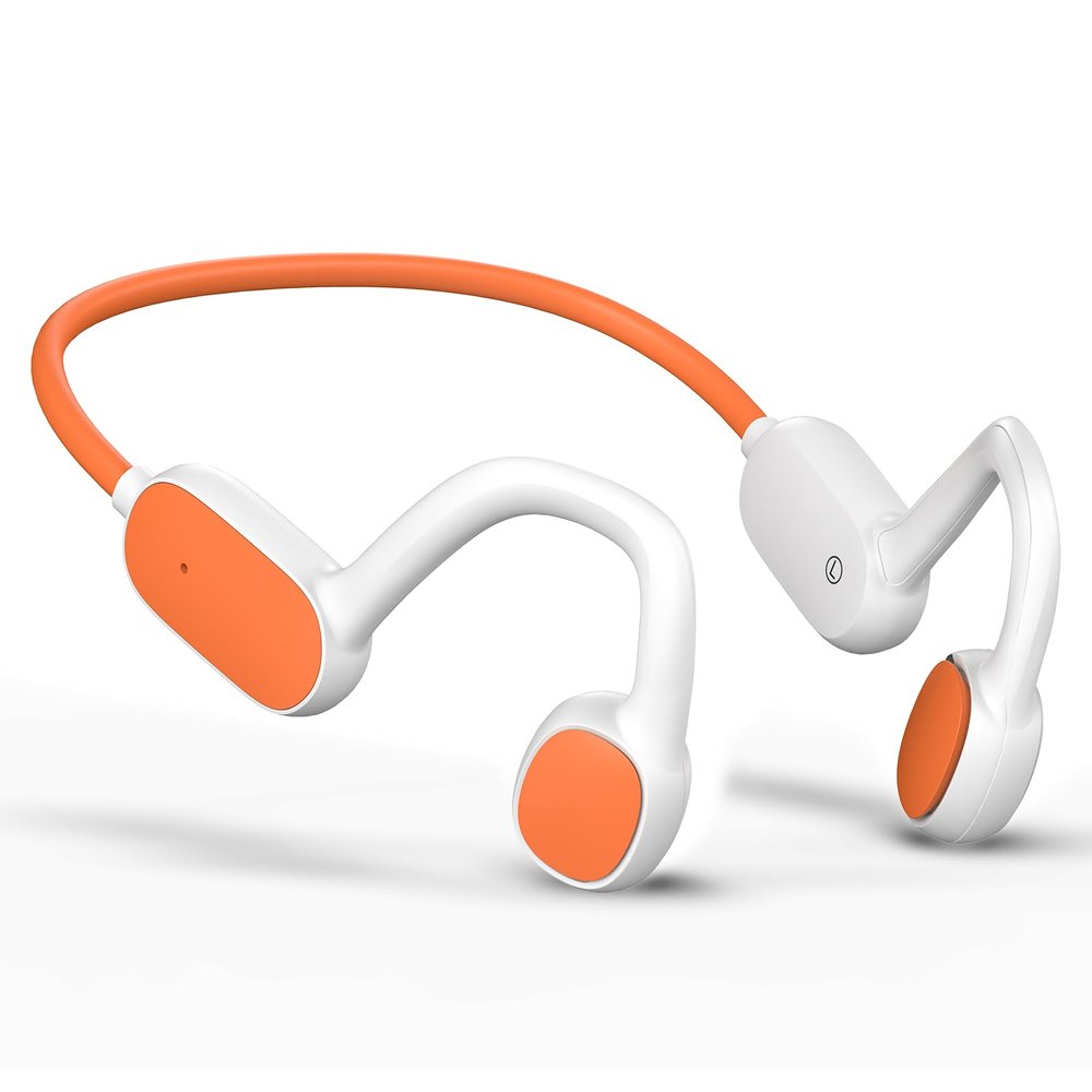 Mehomeli Kids Headphones, Bluetooth 5.2 Air Conduction Open Ear Headphones, 85dB Volume Limiting, Stereo Sound with Mic, IPX5 Waterproof, 20H Playtime, Perfect for School and Outdoor Activities-White