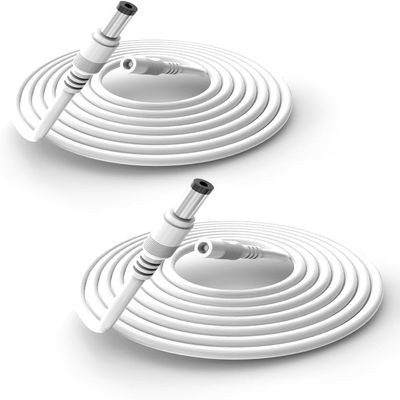 Tonton 2 Pack 3.3FT 1M DC Power Extension Cable 5.5 mm x 2.1 mm 5521 Male to Female 12V DC Adapter Cord Compatible with CCTV Security IP Camera,Survelliance DVR Standalone,LED Strip,Monitors(White)