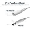 Tonton 2 Pack 3.3FT 1M DC Power Extension Cable 5.5 mm x 2.1 mm 5521 Male to Female 12V DC Adapter Cord Compatible with CCTV Security IP Camera,Survelliance DVR Standalone,LED Strip,Monitors(White) view 2