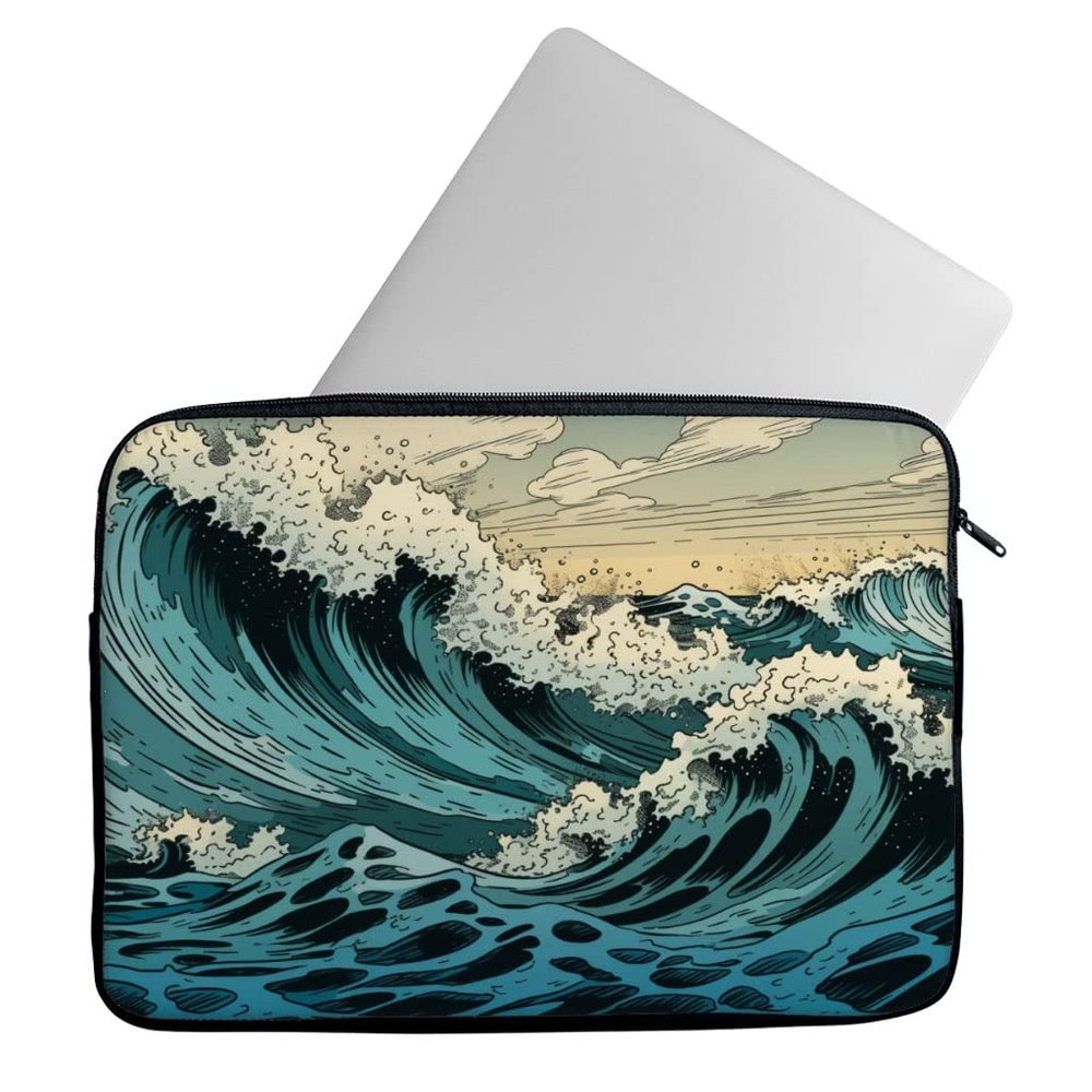 Great Wave Mac Book Pro 14" Sleeve - Trendy Laptop Sleeve - Printed Mac Book Sleeve