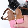 Padwa Lifestyle Pink Camera Straps - Double Layer Crazy Horse Cowhide Head,1.5" Wide Pure Cotton Woven Camera Straps,Adjustable Shoulder & Neck Strap for DSLR Cameras,Great Gift for Photographers view 2
