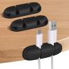 WLLHYF Cable Clips 3PCS Cord Wire Organizer Cable Management Holders 4 Hole Silicone Cable Harness USB Charging Accessory Cable Holder for Office and Home Desk (Black) view 1