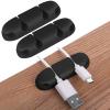 WLLHYF Cable Clips 3PCS Cord Wire Organizer Cable Management Holders 4 Hole Silicone Cable Harness USB Charging Accessory Cable Holder for Office and Home Desk (Black) view 2