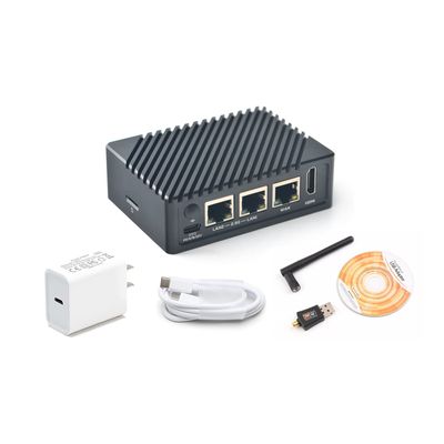 Nanopi R5S Computer Mini Routers OpenWRT with Three Gbps Ethernet Ports LPDDR4X 4GB RAM Mali-G52 GPU Rockchip RK3568 Soc for IOT NAS Smart Home Gateway Support Android FriendlyWrt Docker