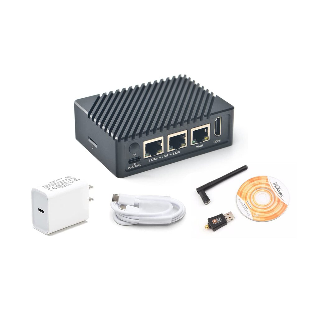 Nanopi R5S Computer Mini Routers OpenWRT with Three Gbps Ethernet Ports LPDDR4X 4GB RAM Mali-G52 GPU Rockchip RK3568 Soc for IOT NAS Smart Home Gateway Support Android FriendlyWrt Docker